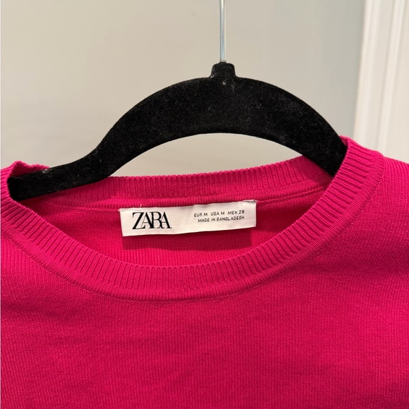 Zara Pink Short Sleeve Crop Top - Picture 2 of 3